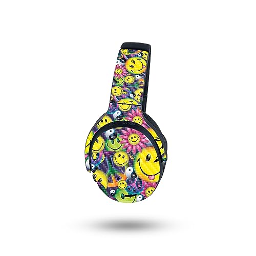 Image of MightySkins Carbon Fiber Skin Compatible with Skullcandy Crusher ANC 2 - Peace Smile | Protective, Durable Textured Carbon Fiber Finish | Easy to Apply