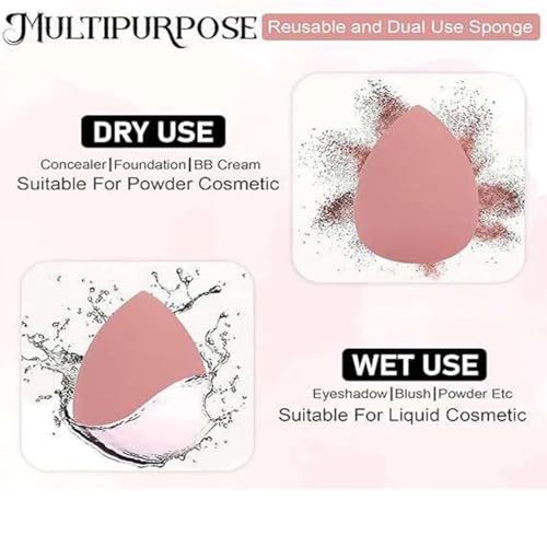 Image of Soft Makeup Sponge | Multi-Use Foundation, Concealer & Cream Blending Applicator for Smooth, Even, Streak-Free & Natural Makeup Finish for Face, Eyes & Contours (Pack of 2)