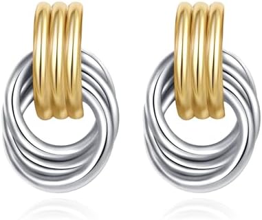 SHERLOVE Trendy Gold Plated Knot Earrings for Women Chunky Statement Drop Dangle Earrings Lightweight Hypoallergenic Fashion Accessories Gold Jewelry Gifts for Womens 15