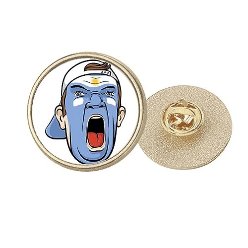 Broche clip métal doré visage maquillage rond ornement vêtement femme taille m argentine