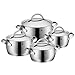 Produktbild WMF Concento Topfset 4-teilig, Cromargan Edelstahl poliert, Töpfe mit Metalldeckel, Topf Induktion, Innenskalierung, Dampföffnung , unbeschichtet