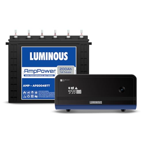 Image of Luminous Zelio 1100 Pure Sine Wave 900VA Inverter with 200Ah AmpPower Tall Tubular Battery for Home, Shop & Office | Warranty: 36M (Inverter), 48M (Battery) | Durable, Reliable Backup | AmpPower Tall Tubular Battery, For Home, Shop & Office, 36M Inverter Warranty, 48M Battery Warranty, Durable, Reliable Backup