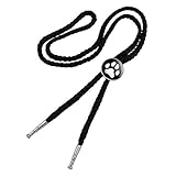 Paw Print Dog Cat White on Black Western Southwest Cowboy Necktie Bow Bolo Tie