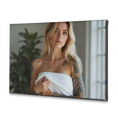 Toile femme tatouée artistique : impression haute définition sur toile premium 20x30