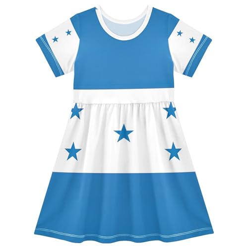 Honduras Flag Toddler Dresses for Girls Summer Short Floral Spring Clothing Children Dress 2t