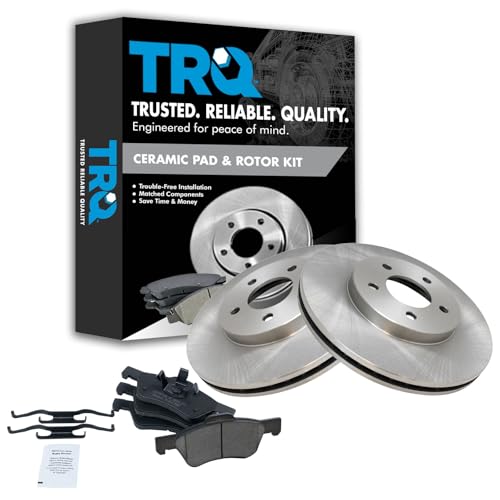 TRQ Front Ceramic Brake Pad and Rotor Set Compatible with