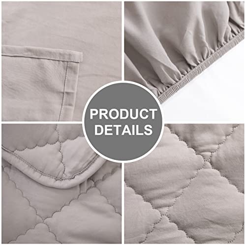 FLXXIE 4 Pieces Toddler Bedding Set, Soft and Breathable Microfiber Crib Sheet Set, Includes Quilted Comforter, Flat Top Sheet, Fitted Sheet, Envelope Pillow Case for Boys and Girls, Somke Grey