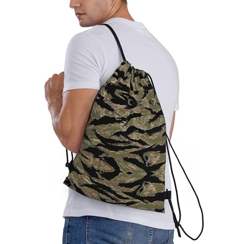 Tiger Stripe Camo Printed Drawstring Bags - Waterproof Gym Bag with Personalized Design - Draw String Bags3