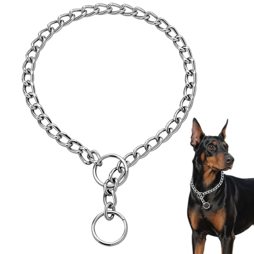 Collana A Catena Per Cani, Collare Regolabile In Acciaio Inox Robusto, Ideale Per Addestramento, Passeggiate E Educazione Di Cani Di Taglia Media, 3,0mm x 50cm, Argento