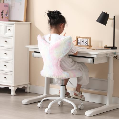 Guyou-Cute-Fuzzy-Desk-Chair-for-KidsGirlsBoys-Mermaid-Kids-Study-Chair-Fluffy-Childrens-Swivel-Chair-with-Wheels-and-Adjustable-Height-for-ComputerBedroomStudy-Room-Reading-Pink-Colorful Guyou Cute Fuzzy Desk Chair for KidsGirlsBoys Mermaid Kids Study Chair Fluffy Childrens Swivel Chair with Wheels and Adjustable Height for ComputerBedroomStudy Room Reading Pink Colorful