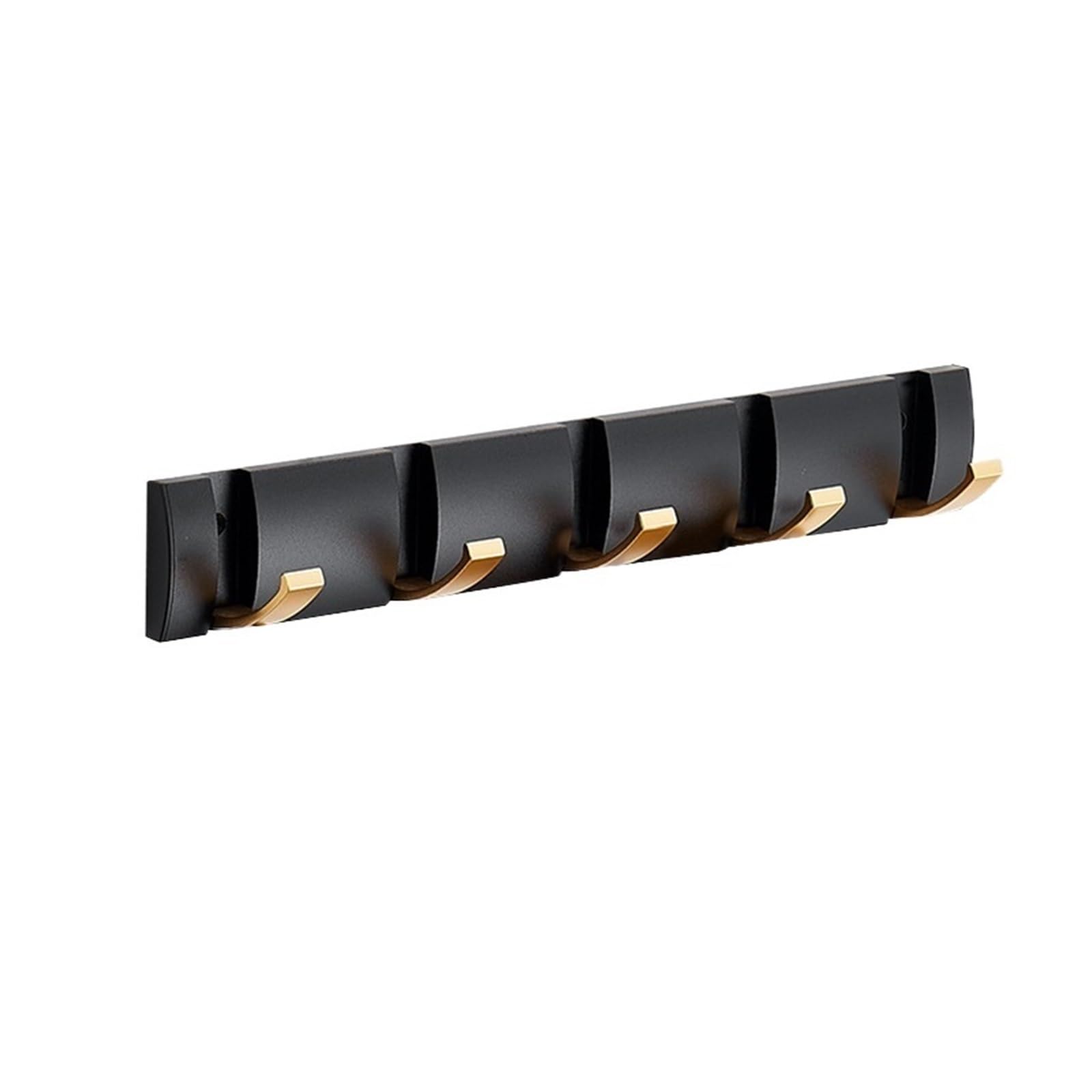 DVMSIEF Coat Hooks Folding Robe Hooks Golden Towel Hanger Nail Installation Wall Rack Coat Clothes Holder for Bathroom Kitchen(Black Gold 5hooks)