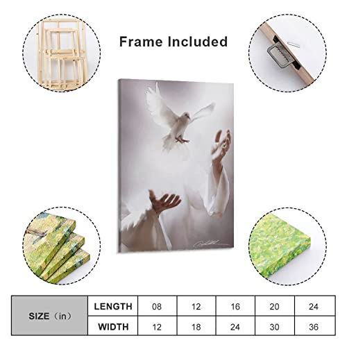 Holy Spirit Art Posters Angels And Doves Wall Art Religious Wall Art Canvas Painting Posters And Prints Wall Art Pictures For Living Room Bedroom Decor 24X36Inch(60X90Cm) Frame-Style #TOP1
