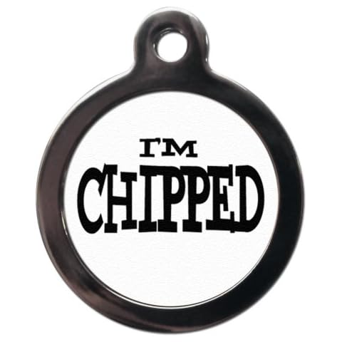 I'm Chipped Pet ID Tag Disc - Dog Cat Pet Name Tags Discs - Personalised FREE on Reverse Cover