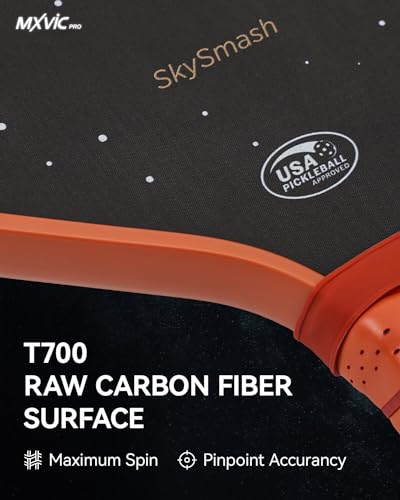 MXVIC Pickleball-Paddle 16mm, T700 Carbon Fiber Textured Surface (CFS), USAPA Approved Hybrid Control Paddle with Cover, Eraser Cleaner | 2024 High Grit & Spin Racket, Intermediate, Professional