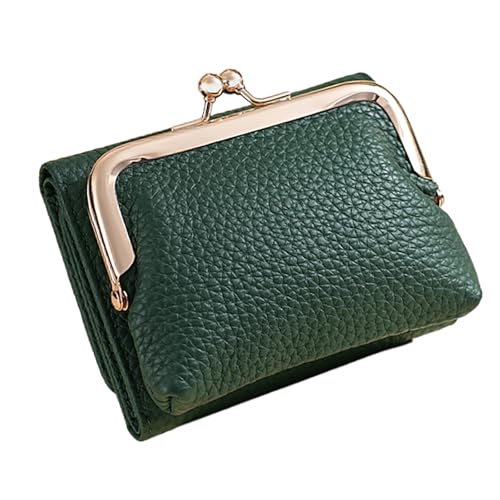 Compact Women's Wallet with Kiss Lock Coin Pocket and Clear Window