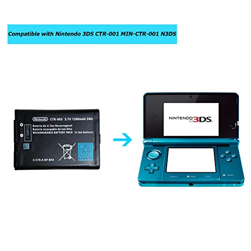 Image of CTR-003 Replacement Battery Compatible with Nintendo 3DS CTR-001 MIN-CTR-001 N3DS with Toolkit