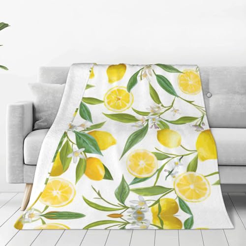 Couverture polaire légère lit jeté de canapé imprimé citrons - 2