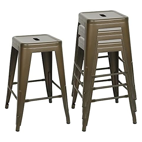 Supfine Taburete de bar industrial - Juego de 4 taburetes altos industriales Cover