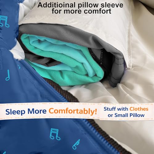 Bolsa de dormir ajustable para niños estilo momia con manga para almohada, 4 estaciones 32-59°F, liviana y estilo mochila, ideal para camping miniatura 6