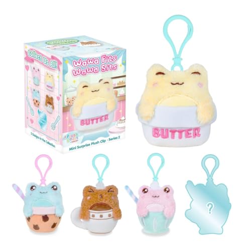 Cuddle Barn PlushGoals - Wawa Fits Wawa Sits Blind Box - Series 2 | Collectible Plush Bag Charm - Kawaii Cute Frog Plushie Clips | Mystery Unboxing Random Styles - Great Stocking Stuffer, 3 inches