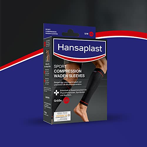 Hansaplast Sport Compression Wear Calf Sleeves, Calf Support Brace for Muscles, Calf Compression Stockings Promote Muscle Rainration, 1 Pair