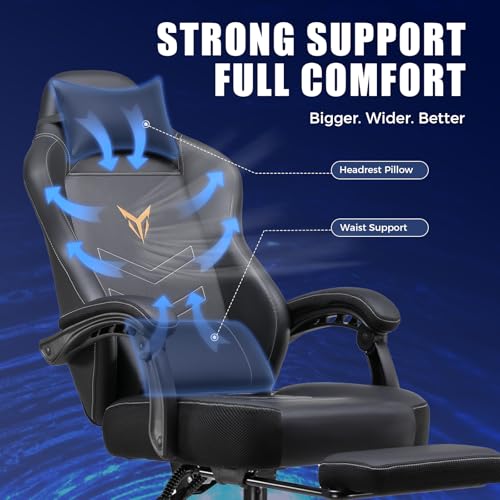 Gaming Chair with Massage and Footrest