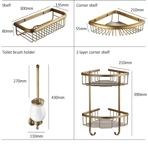 Étagère d'angle à 2 couches en bronze avec porte-savon mural assorti - 4