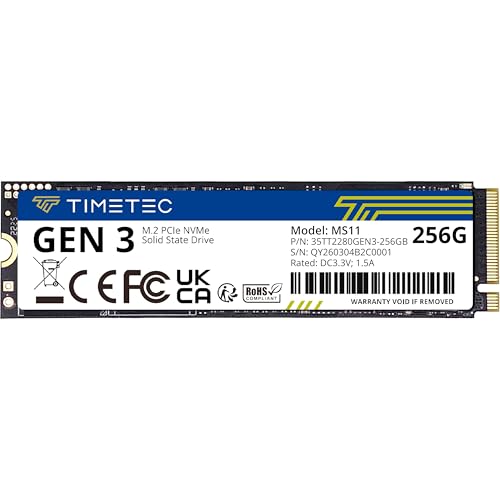 Timetec 256GB SSD NVMe PCIe Gen3x4 8Gb/s M.2 2280 3D NAND High Performance SLC Cache Read/Write Speed Up to 2,000/1,600 MB/s Internal Solid State Drive for PC Laptop and Desktop