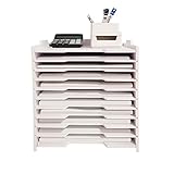 YFS B4 卓上ラック 3段/4段/5段/6段/7段/8段/10段 高さ調節可能 A4/B4対応 書類入れ a4/b4レターケース 書類ケース 新聞/雑誌/ファイル/フォルダー収納 木製 棚板高さ調節可能 深型/浅型 縦型/横型 小物収納 整理整頓 積み重ね 頑丈 おしゃれ 組立簡単 机上用品 書類ケース整理 収納 オフィス 寝室 リビング収納 (B4&横型&10段)