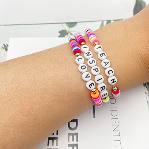 Beaded Teacher Bracelet for Women Teacher Appreciation Gifts Bracelet Love Teach Inspire Beaded Teacher Bracelets Appreciation Gifts - Image 5