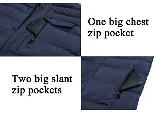 Svacuam Men's Winter Parka Down Coat Puffer Jacket Padded Overcoat(Navy,L) #TOP4
