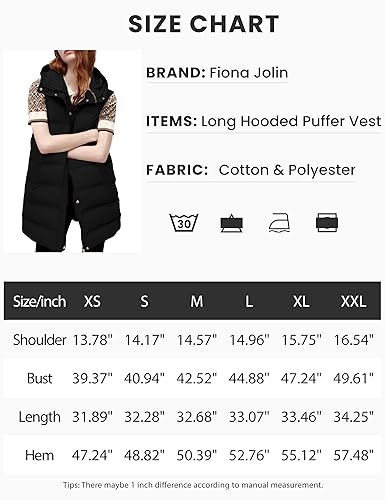 Fiona Jolin Long Puffer Vest Women Hooded Warm Padded Winter Coats Sleeveless Puffy Jackets Outerwear Vests  thumb #4