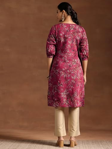 Image of Libas Womens Printed Silk Straight Kurta for Women Suit