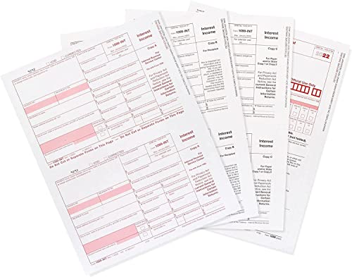 1099 INT Interest Tax Forms Set 4 Part for 2022. Kit for 50 Vendors, Laser Forms Designed for QuickBooks and Accounting Software