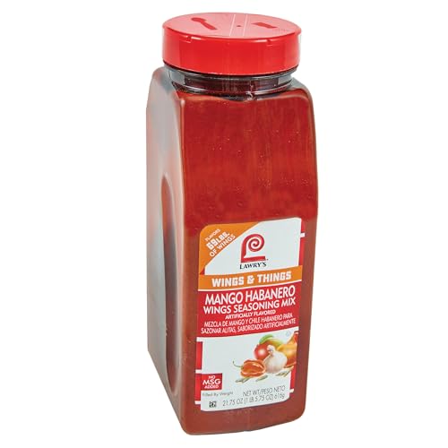 Lawry's Mango Habanero Wings Seasoning Mix, 21.75 oz - One 21.75 Ounces of Mango Habanero Dry Rub Seasoning for a Sweet, Spicy Flavor - Best on Chicken Wings and Fried Foods