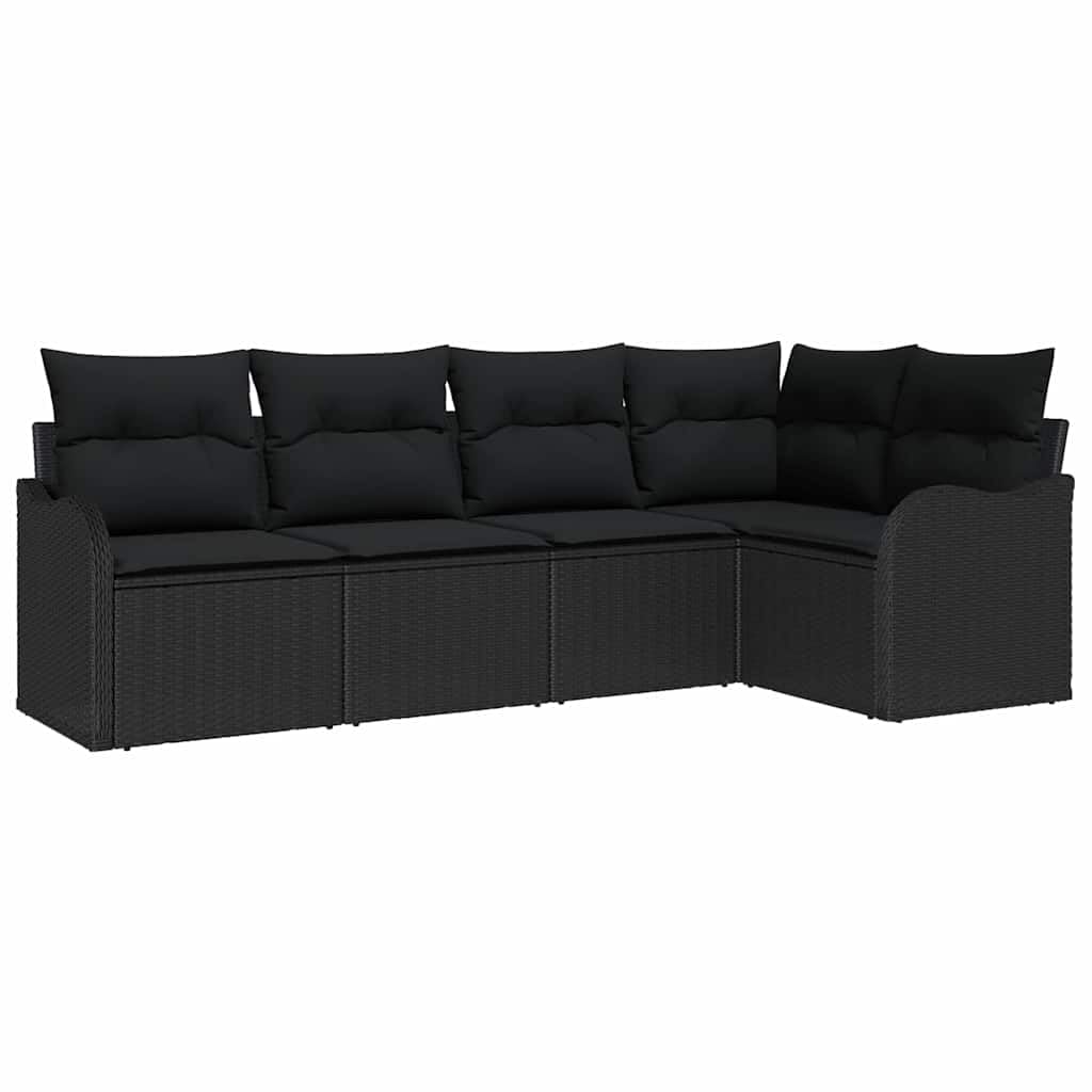 Canapé de jardin polyrotin vidaXL avec stockage 5 pcs noir pour terrasse