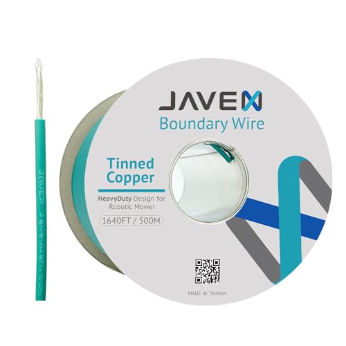 JAVEX Robotic Mower Boundary Wire Cable- Tinned Copper Heavy Duty Universal for Gardena, Husqvarvna, Worx & Other Lawn Auto-Mower Brands Installation Kit [3.4mm, 24x0.25mm] Green, 500M/1640ft