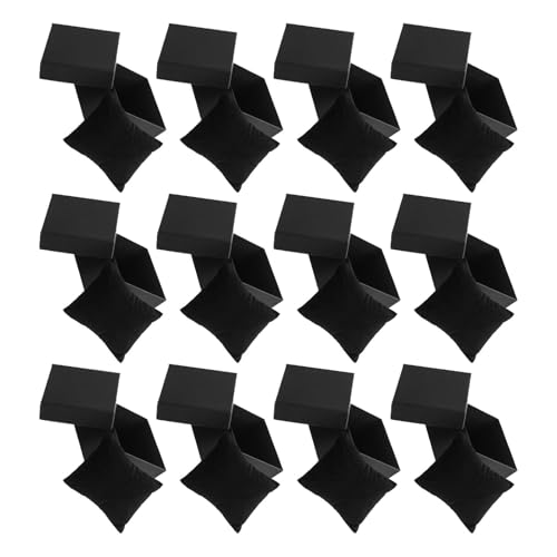 Boîtes à montres en carton noir avec coussin pour bijoux | Lot de 12
