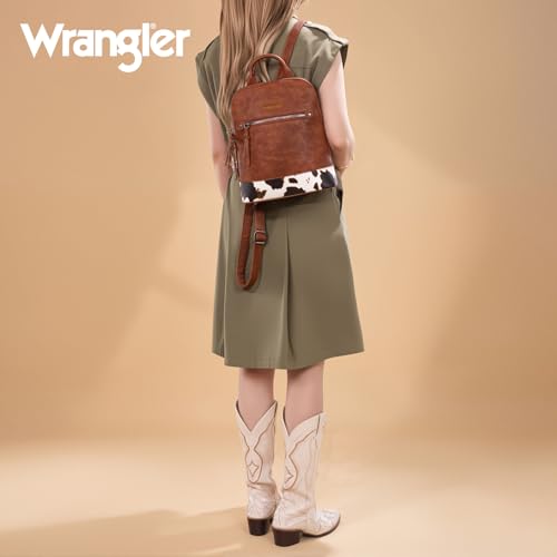 Image of Montana West Wrangler Backpack Purse for Women Mini Backpack Purse Cute Ladies Bookbag Travel Work Daypacks Bags WG-BG-186-9116-COW-BR