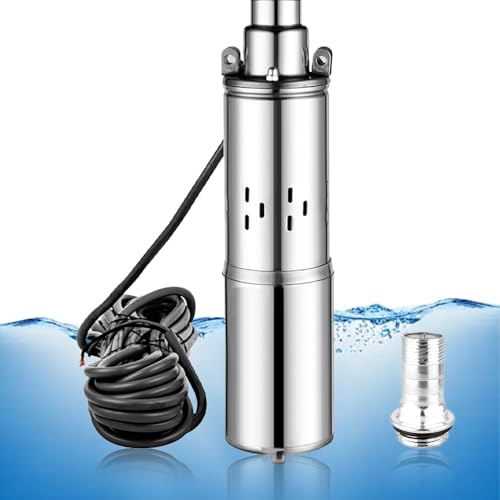 24V DC Solar Deep Well Pump,260W Submersible Water Pump,131FT Lift,Solar Powered Water Pump for...