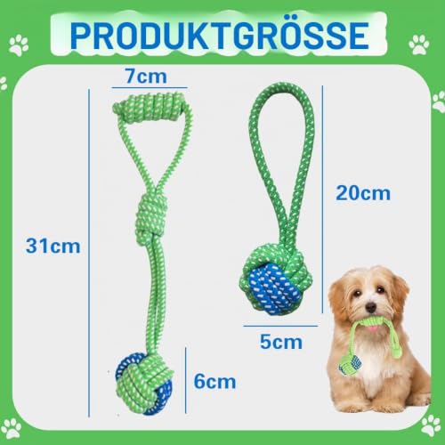 2 Stück Hundespielzeug Bälle, Hundebälle mit Schnur, interaktiv, bissfest und zahnschärfend ball mit schnur hund, für große und kleine Hunde ball mit schnur hund.