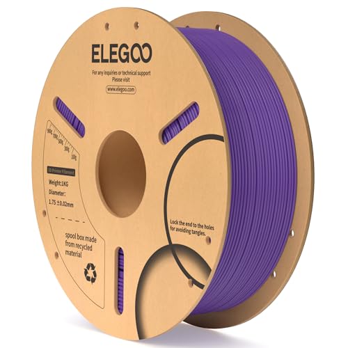 ELEGOO PLA Filament 1.75mm Purple 1KG, Dimensional Accuracy +/- 0.02mm, 1kg Cardboard Spool(2.2lbs) 3D Printing Filament Fits for Most FDM 3D Printers