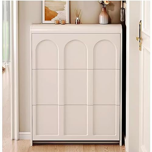 Meuble à chaussures pour entrée moderne blanc compact avec 3 tiroirs rabattables