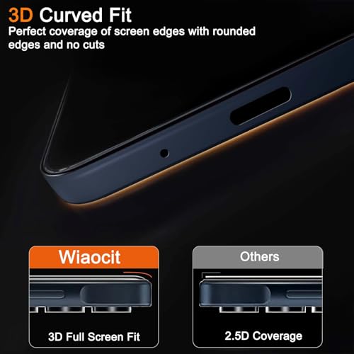 Wiaocit 3 Pack Tempered Glass Screen Protector for Samsung Galaxy A16 5G with 3 Pack Camera Lens Protector, 9H Hardness, Bubble Free, Case Friendly