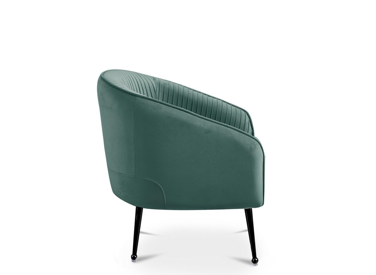 DecoInParis Fauteuil Cabriolet en Velours Vert d'eau Pieds Noir TRECY