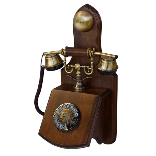 Opis 1921 Cable D: The Wooden Vintage Wall Phone for Landline, with a Rotary Dial and Corded Wall Mount Design, an Antique Phone for Any Space