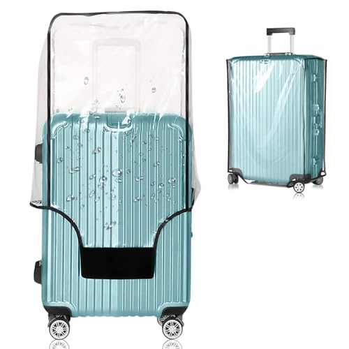 GigabitBest Suitcase Covers for Luggage – TSA Approved Clear PVC Luggage Protector Cover, Thick Transparent Waterproof Sleeve with Large Hook and Loop Closure, Fits 30' Wheeled Suitcases