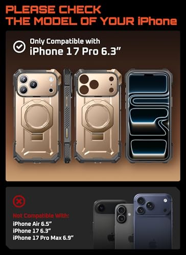 Image of SUPCASE for iPhone 17 Pro Case with Stand & Camera Control Button, Desert | Compatible with MagSafe, Military-Grade Drop Protection, Anti-Slip Grip, Heavy Duty Magnetic Phone Case, Unicorn Beetle Grip