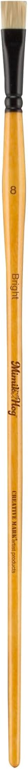 Mimik Hog Professional Synthetic Hog Bristle Paint Brush - Versatile Alternative to Natural Hog Hair Paint Brushes for Oil Painting, Acrylics, Inks, Dyes, Gouache, Watercolors & More- Bright # 12
