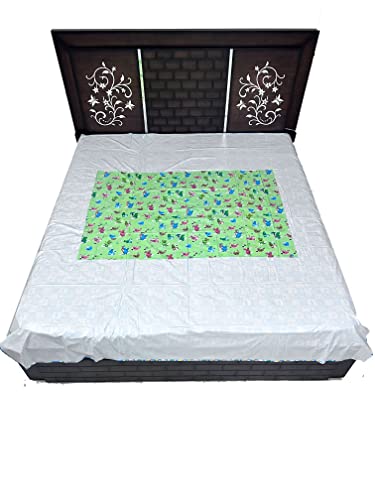 Image of EcoSoft Plastic Sheet,PVC Sheet for Kids,Rubber Sheet for Babies,Bed Wetting Protector(90 x 135 cm) (Green Heart)